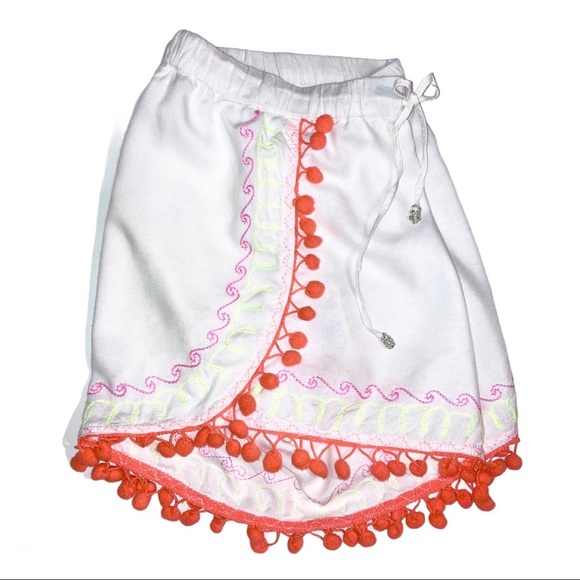 ZL Sz M Pom-Pom White Neon Shorts - Picture 3 of 8